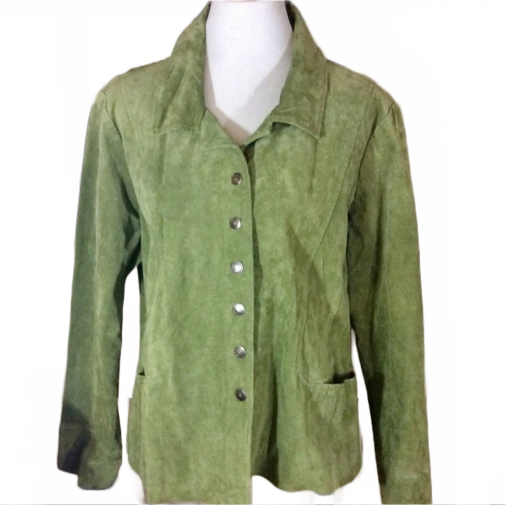 CJ BANKS SAGE GREEN SUEDE JACKET (2X)